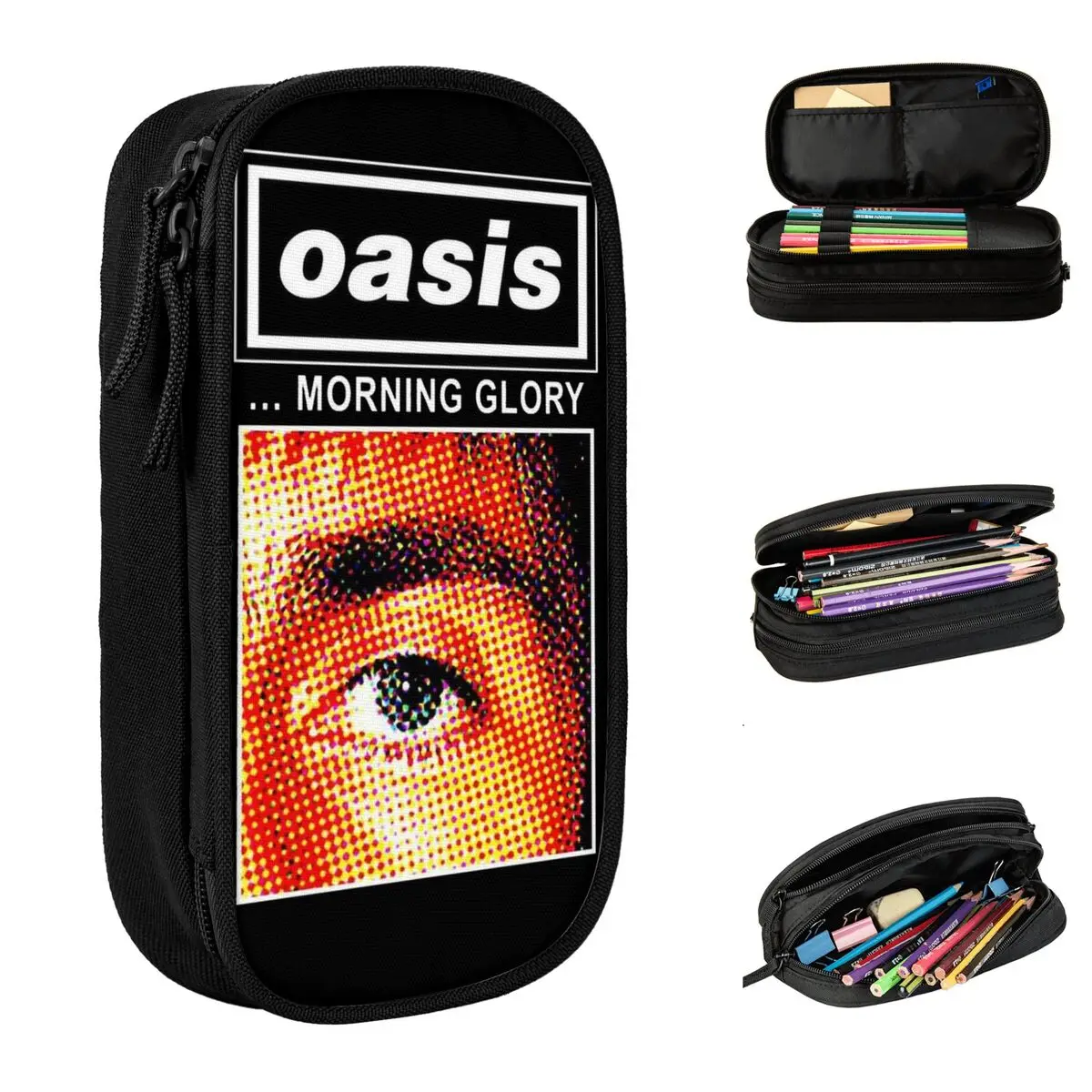 90s O-Oasis Rock Band Pencil Case Lovely Hip Hop Pen Box Bag for Student Big Capacity School Supplies Gifts Pencilcases