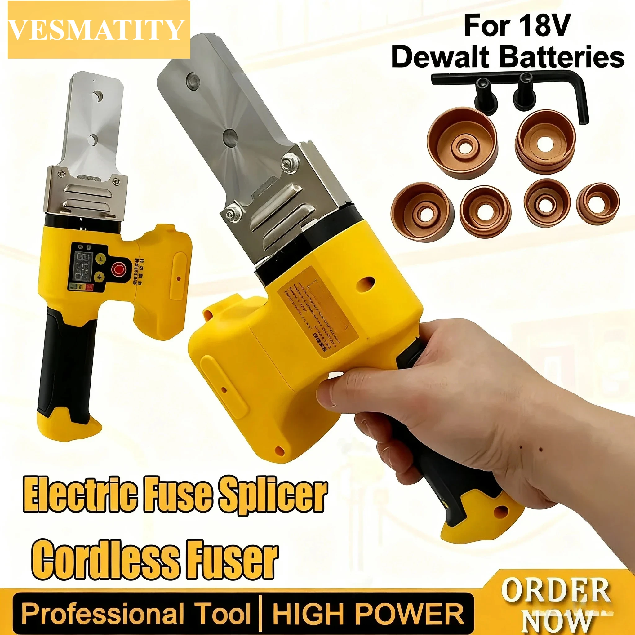 Electric Pipe Welding Machine Cordless Fuser PPR PE Soldering Iron Plastic Tube PP Heating Hot Melt  For Dewalt Battery