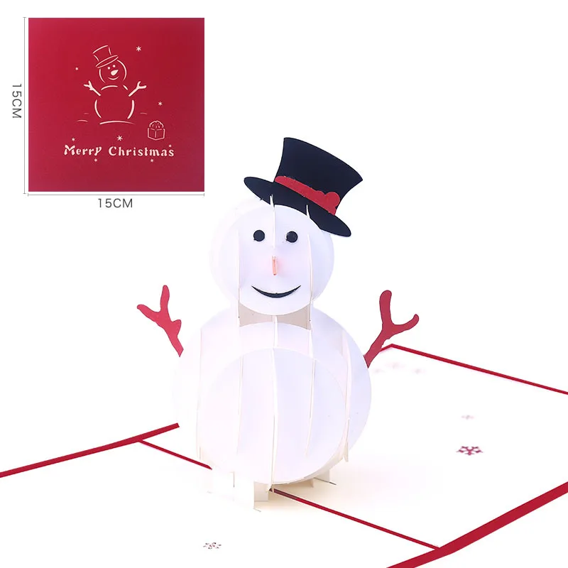 

Stereoscopic 3D Santa Claus Snowman Greeting Card Creative Gifts Cardboard Sculpture Art New Year Holiday Gifts