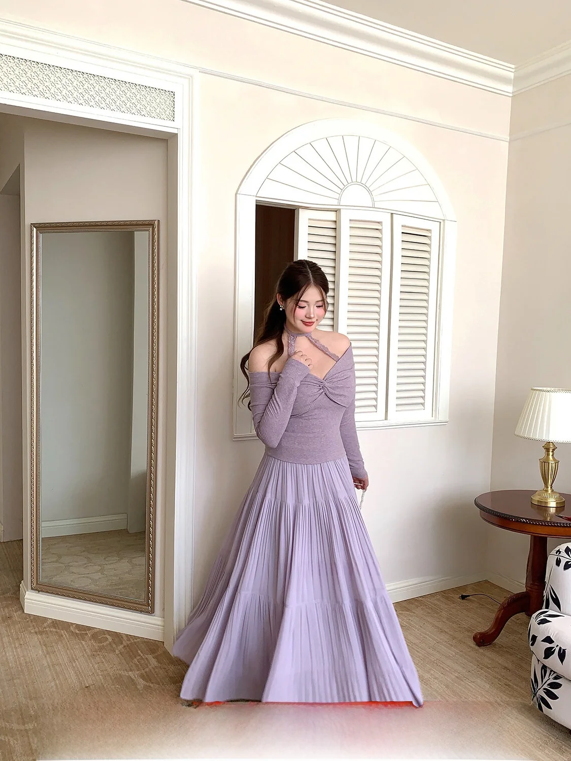 

Комплект для подружки невесты SOUL Purple Mist: вязаный кружевной топ без рукавов и юбка, сладкий и дерзкий стиль