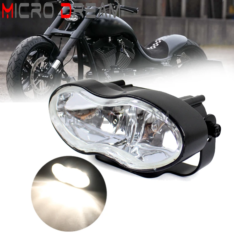 Motorcycle 12v Oval Wave Headlight Double Twin Headlamp For Honda Harley Chopper Bobber Cafe Racer Universal H3 Blub Head Lights