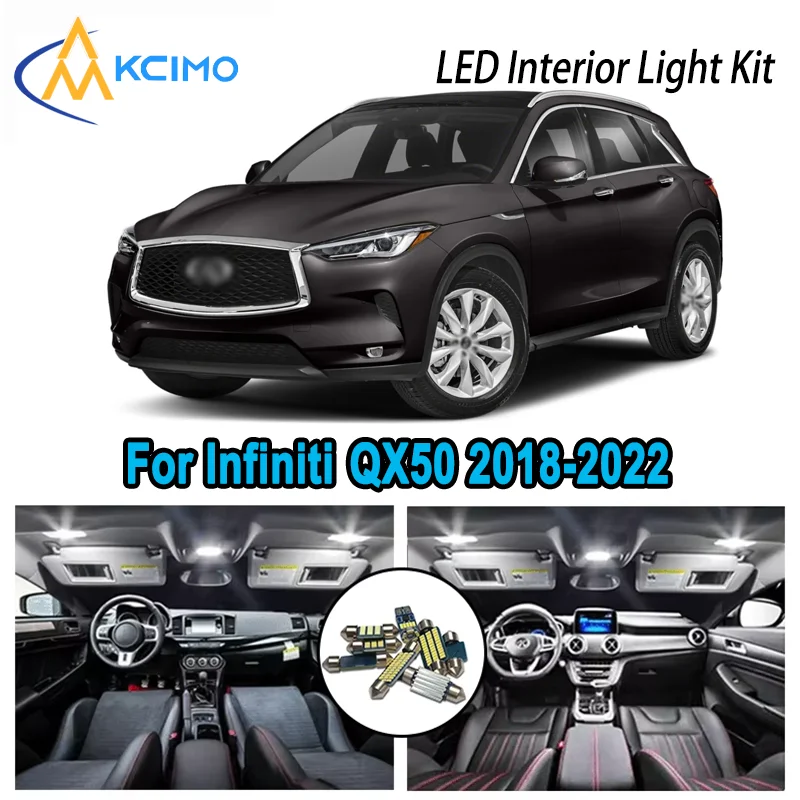 

For Infiniti QX50 2018-2022 2019 2020 2021 Premium Bright LED Interior Dome Map Trunk Light Kit Car Led Lamps Canbus No Error