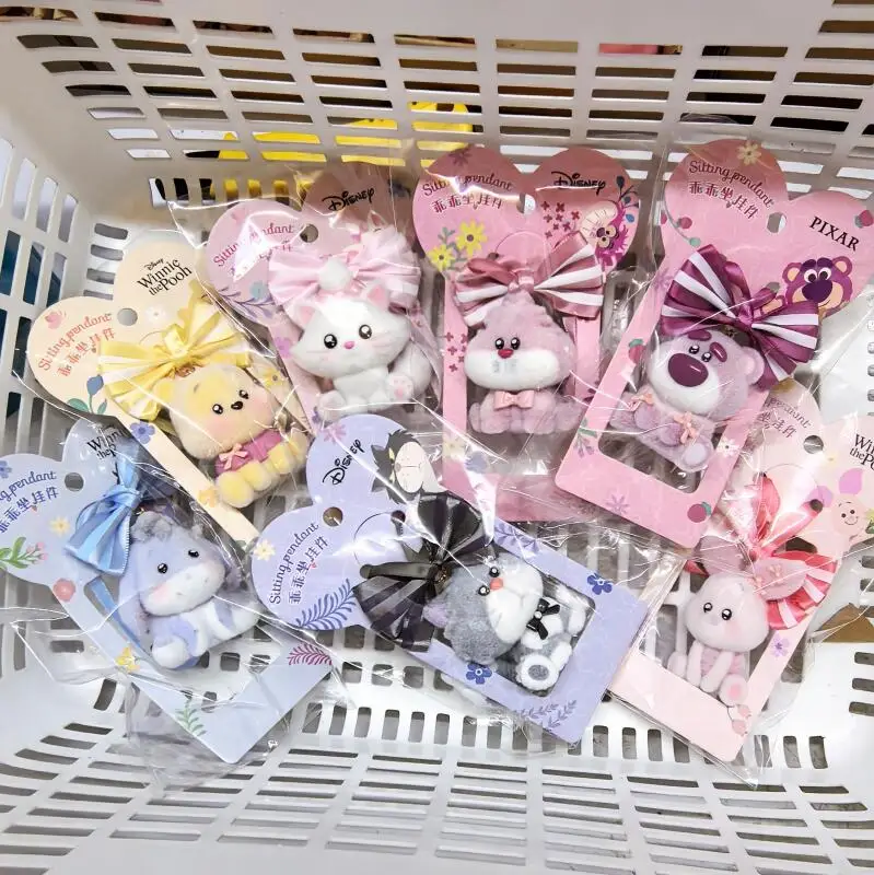 Cute Winnie The Pooh Cartoon Keychain Sitting Strawberry Bear Figure Backpacks Hanging Ornament Car Keys Decor Gift Idea