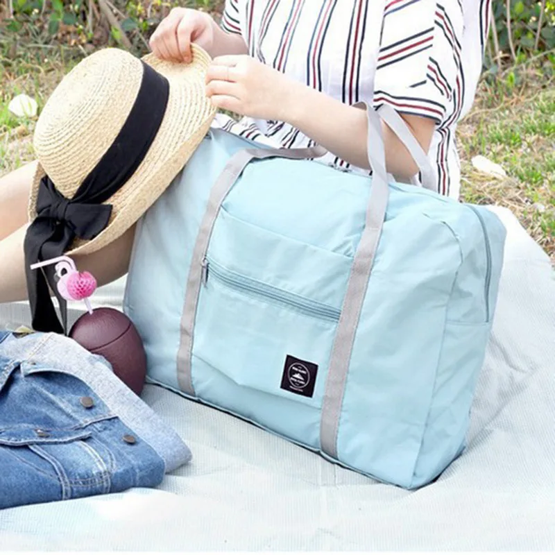 Foldable Large Capacity Travel Duffle Bag, Hand Held Luggage Tote with Shoulder Strap, Multi Functional Dustproof Storage Bag