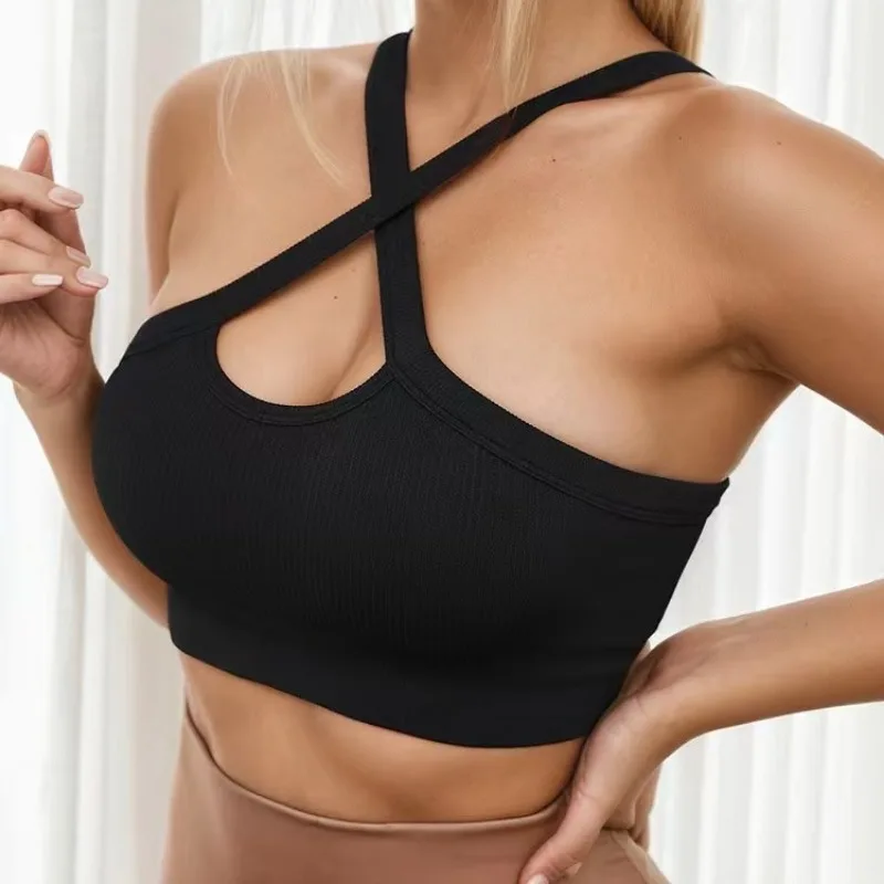 Reggiseno yoga per esercizi fitness con design incrociato frontale maturo sexy caldo di nuovi stili di alta qualità per le donne