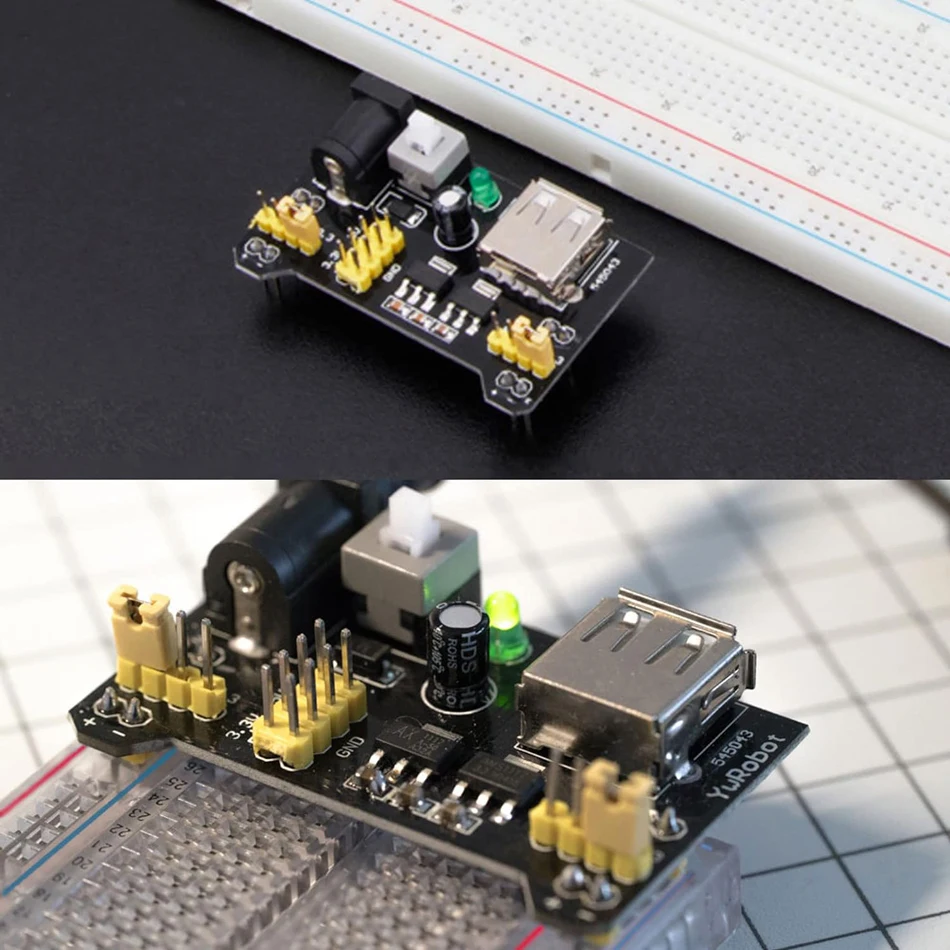 3sets 3.3V 5V MB102 Solderless Breadboard Power Supply Module with 9V Battery Clip Power Cable 2.1x 5.5mm Male DC Jack Plug