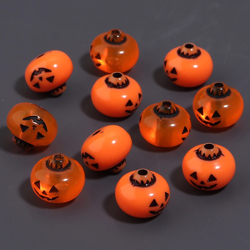 50 Stück Halloween-Teufel-Kürbis-Perlen aus Acryl, lose Abstandsperlen für DIY-Schlüsselanhänger, Handyketten, Armbänder und Schmuckherstellung. – Detail 4