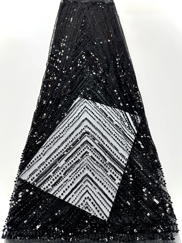 

2024, роскошная африканская кружевная ткань с блестками и бисером, высокое качество, нигерийская свадебная вышивка для жениха, французский тюль, шитье