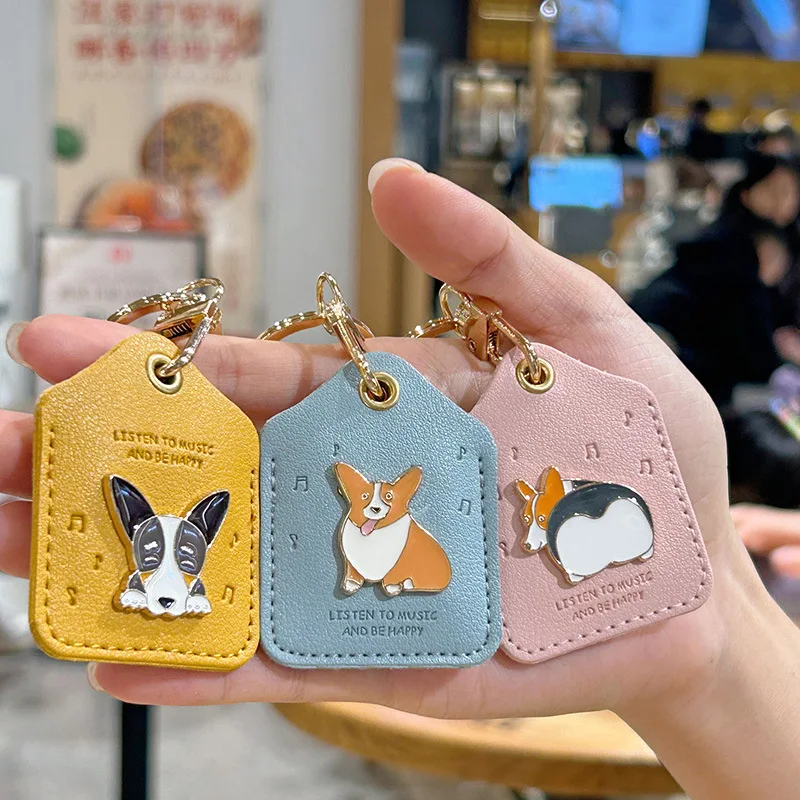 

Women's Bag Pendants Leather Cartoon Dog Kawaii Cute Sweet Verstaile Bag Accessories Multifunctional Card Bags Keychain For Girl