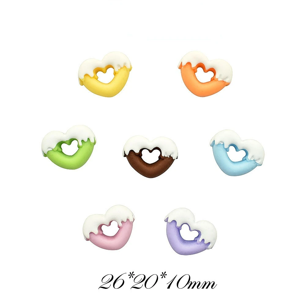 10pcs Resin Heart Donuts Fake Food Crafts Accessories Scrapbooking Material Flatback Charms Cobachon Diy Hair Phone Shell Items - Image 6