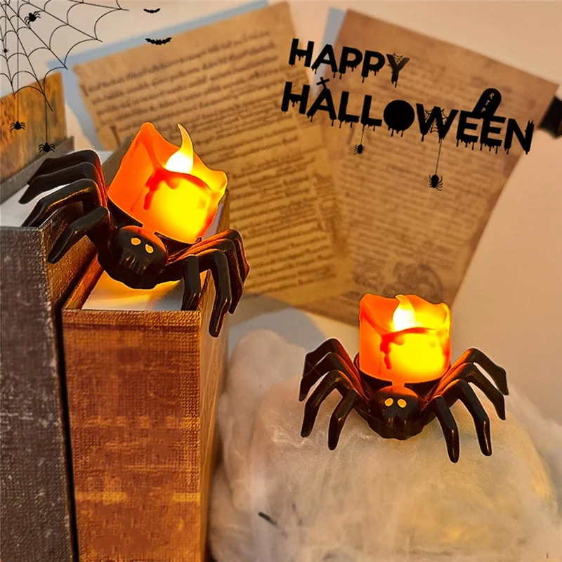 【RECOMENDAR】Halloween Spider Tea Light Candles 12 Pack-Battery Operated LED Flameless For Party Table Decoration