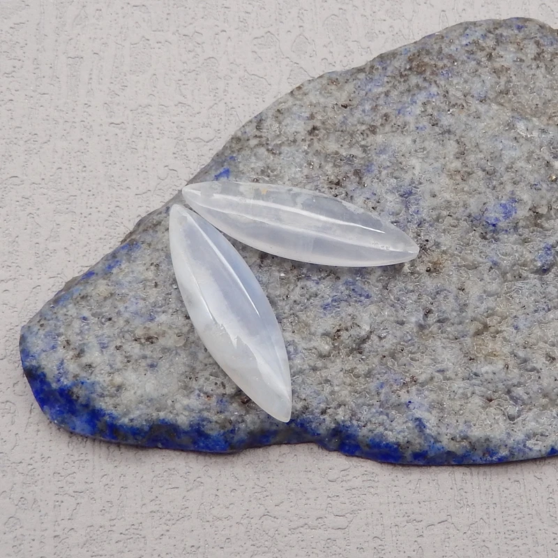 Semiprecious Stones Blue Lace Agate Earring Beads,Natural Stone Earrings Accessories For Women 29x9x3mm 2g