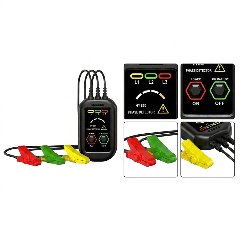 HY850 Non-contact Phase Detector AC 60-1000V Voltage Tester With LED Indicator For Three-phase Motor Electrical Maintenance Tool