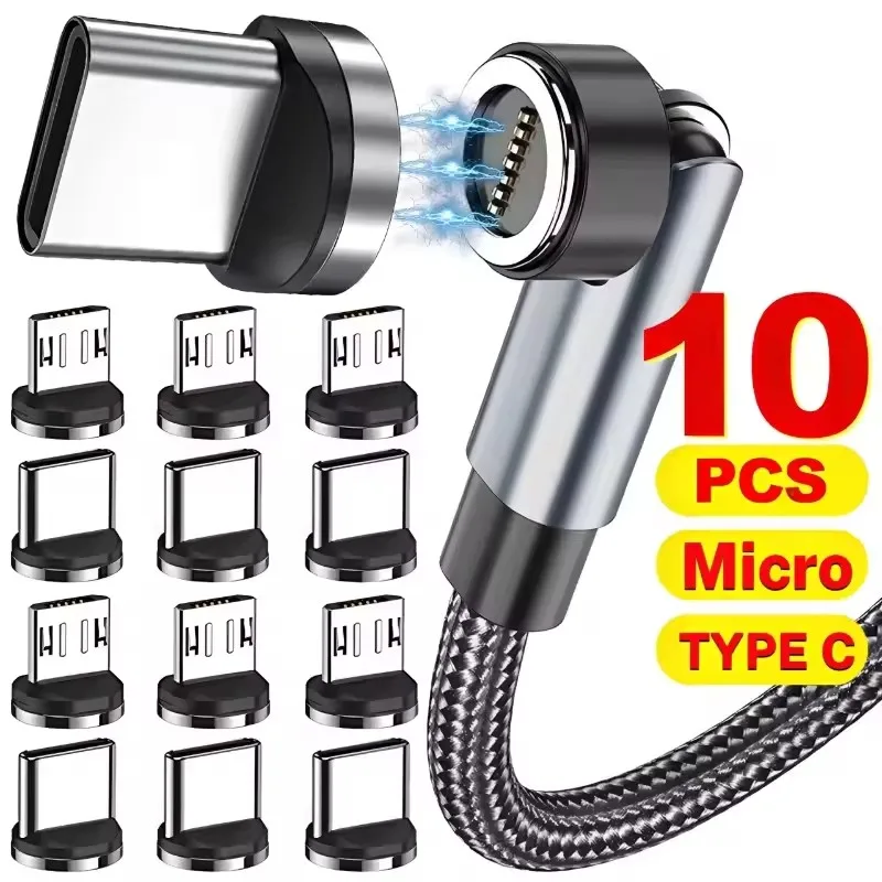 1/5/10PCS USB-A Type C Magnetic Plug Tips Fast Charging Cable Adapter for Samsung Magnet Charger 360° Degree Rotation Connector