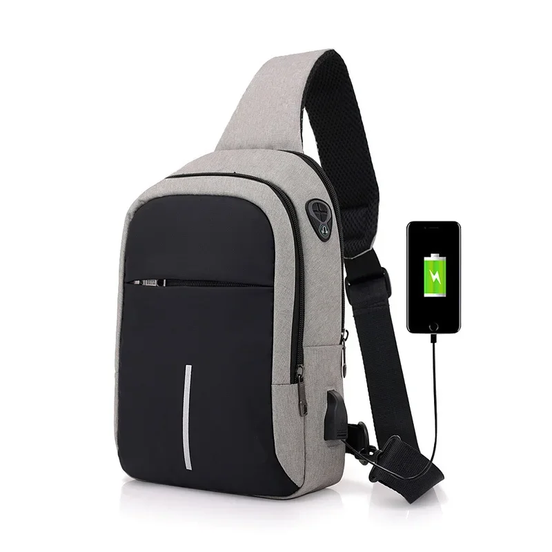 Anti-theft Oblique Span Chest Bag Men's USB Charging Backpack Leisure Travel Water-proof Commuting Shoulder Small Crossbody Bag