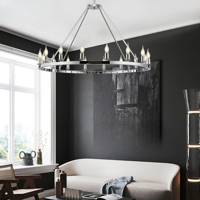 American Retro Industrial Style Pendant Lights Creative Candle Ceiling Hanging Lamps Living Room Restaurant Personality Fixtures