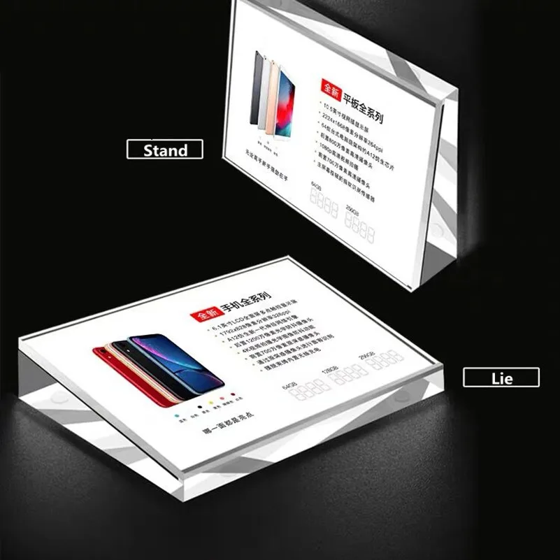50x70mm Small Acrylic Sign Holder Display Stand Table Mini Price Label Paper Card Holder Tags