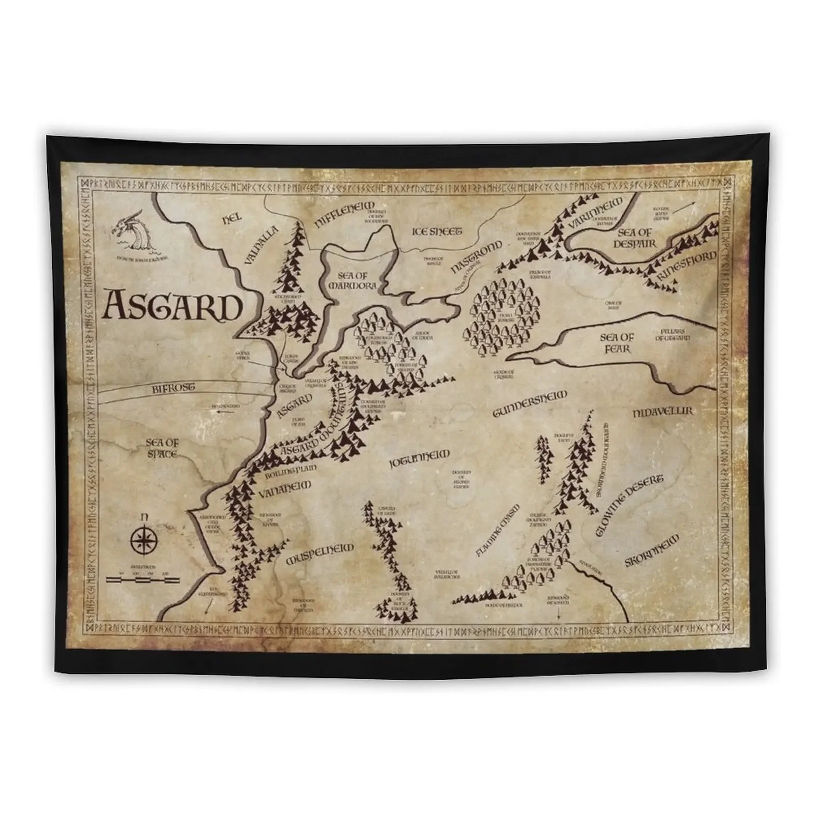 

Map of Asgard Tapestry Decoration For Home Bedroom Decor Aesthetic Tapestry