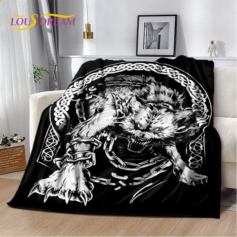 Viking Nordic Odin Valhalla Cartoon Valknut Blanket,Soft Throw Blanket for Home Bedroom Bed Sofa Picnic Office Travel Cover Kids