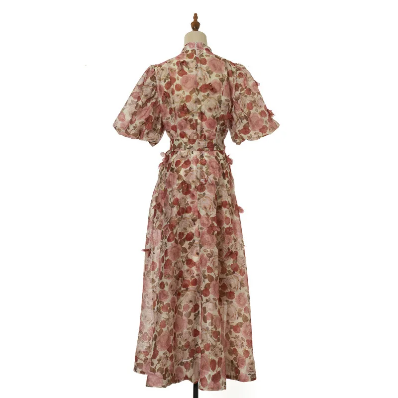 Court Sle imprimé fleuri bulle Sve Dr 5 couleurs taille haute tissu velours ow Design t-shirt fleur dimensionnelle Dr