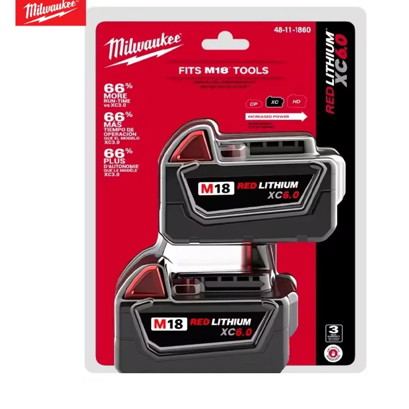 

Original M18 Milwaukee Battery 6000mAh M18B6 Suitable for Milwaukee Power Tools Rechargeable Lithium Battery 18V