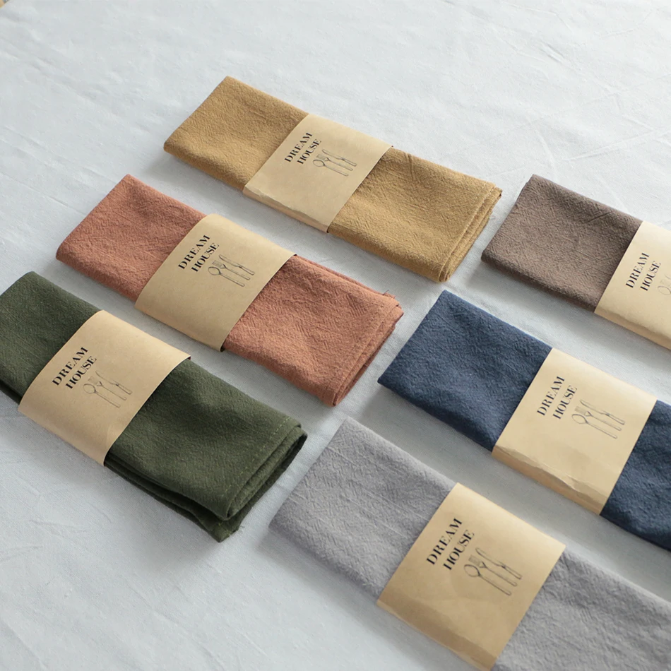 1PC Thicken Cotton Linen Colorful Cloth Napkins,Reusable Fabric Placemat,for Kitchen Dining Hotel Restaurant Serving Table Decor