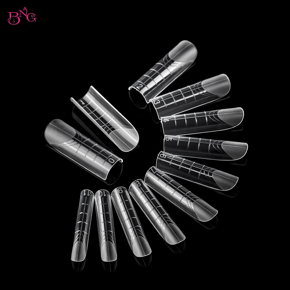 BNG Dual Nail Forms for Poly Extension Gel 120PCS Square Nail Molds with French Line for Builder Extension Gel Nail Art Design