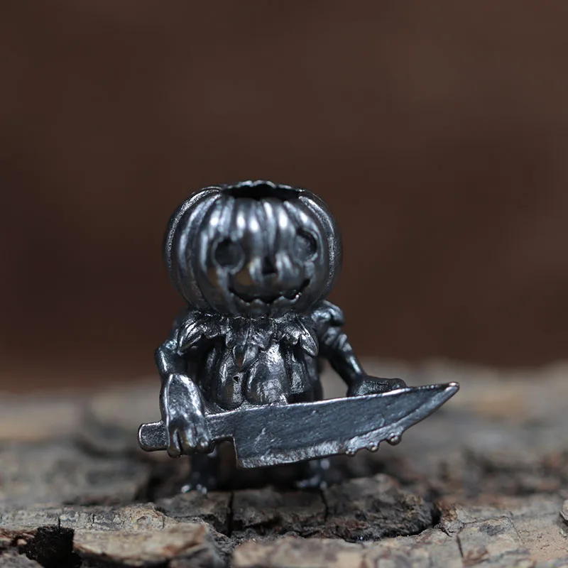 Pumpkin Demon Brass Knife Beads Halloween EDC DIY Paracord Woven Lanyard Pendants Bracelets Charms Jewelry Hangings Accessories