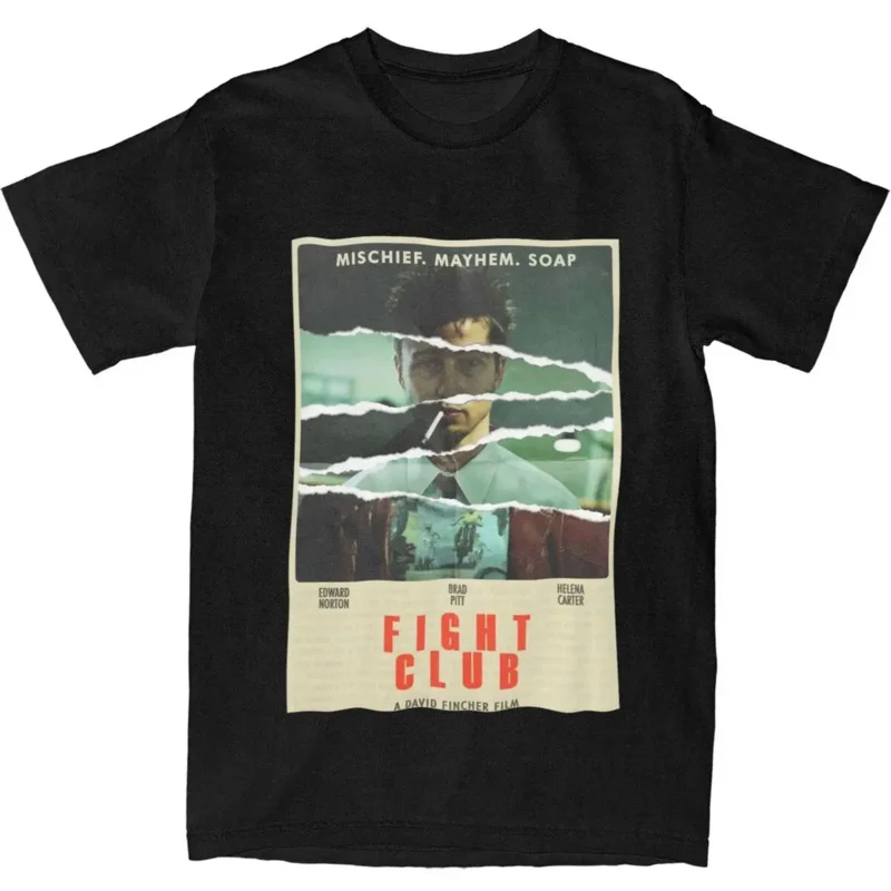 Y2K Fight Club Poster T Apparel For Men Women Cotton Casual Classic Movie T-Shirt Short Sleeve Clothes Gift Idea