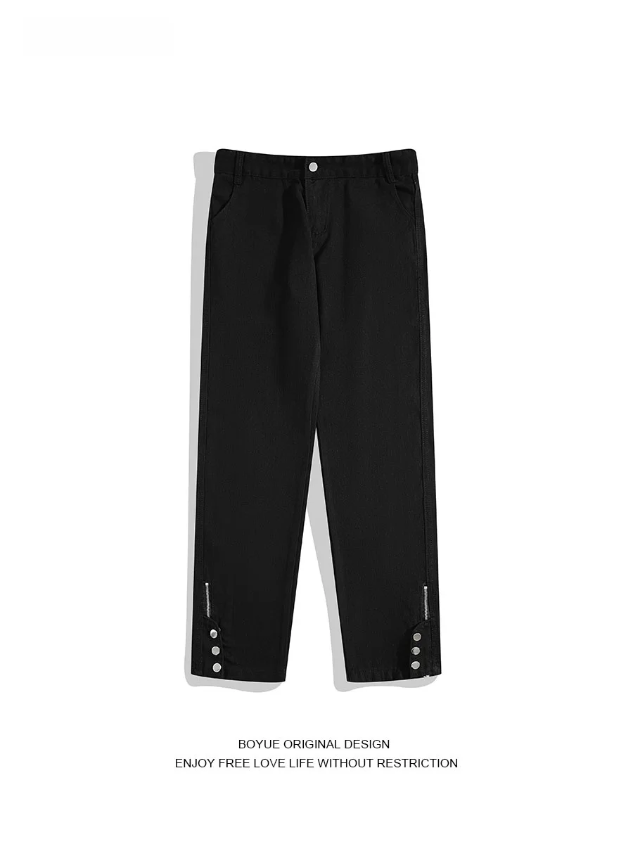 

Мужские джинсы Boyue в американском стиле, зауженные, с разрезом на молнии, прямые, на пуговицах, повседневные, молодежные, модные