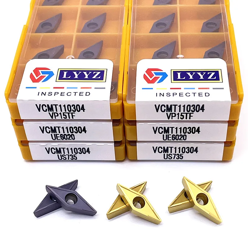 Chất Lượng Cao VCMT110304 LY6020 LY735 LY15TF Bên Trong Dụng Cụ Xoay Carbide Dạng VCMT 110304 Kim Loại Dụng Cụ Mài Dao