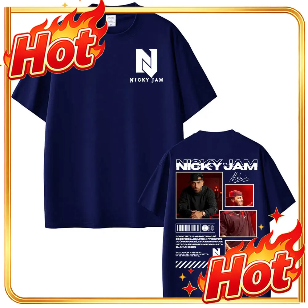 Rapper Nicky Jam Album Tour Graphic T Shirts Men's Clothing Fashion Hip Hop Street T Shirt Cotton Comfort Short Sleeve T-shirts