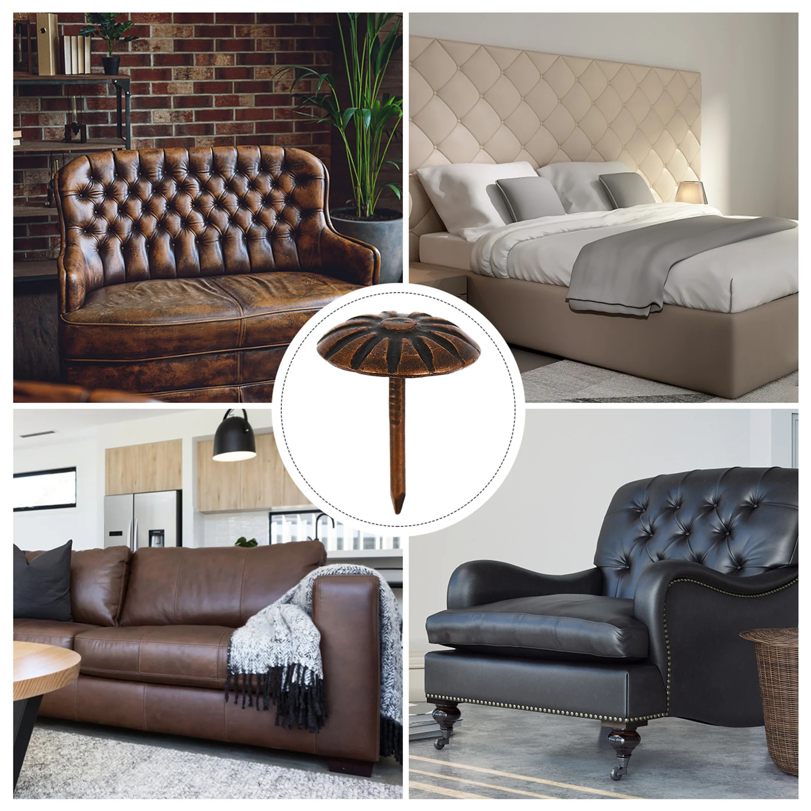 

100Pcs Flower Upholstery Nails Iron Furniture Tacks Decorative Upholstery Pins for Wood Furniture Tacks