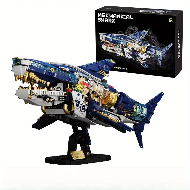 

T2017 Robotic Shark Building Blocks 1277PCS Mechanical Animal Puzzle with Articulated Jaw STEM Challenge DIY Assembly Kit Toy