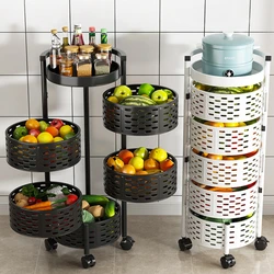 Free-Standing Rotating Vegetable Rack Multi-layer Hollow Storage Baskets Ideal for Kitchen Organization and Easy Access