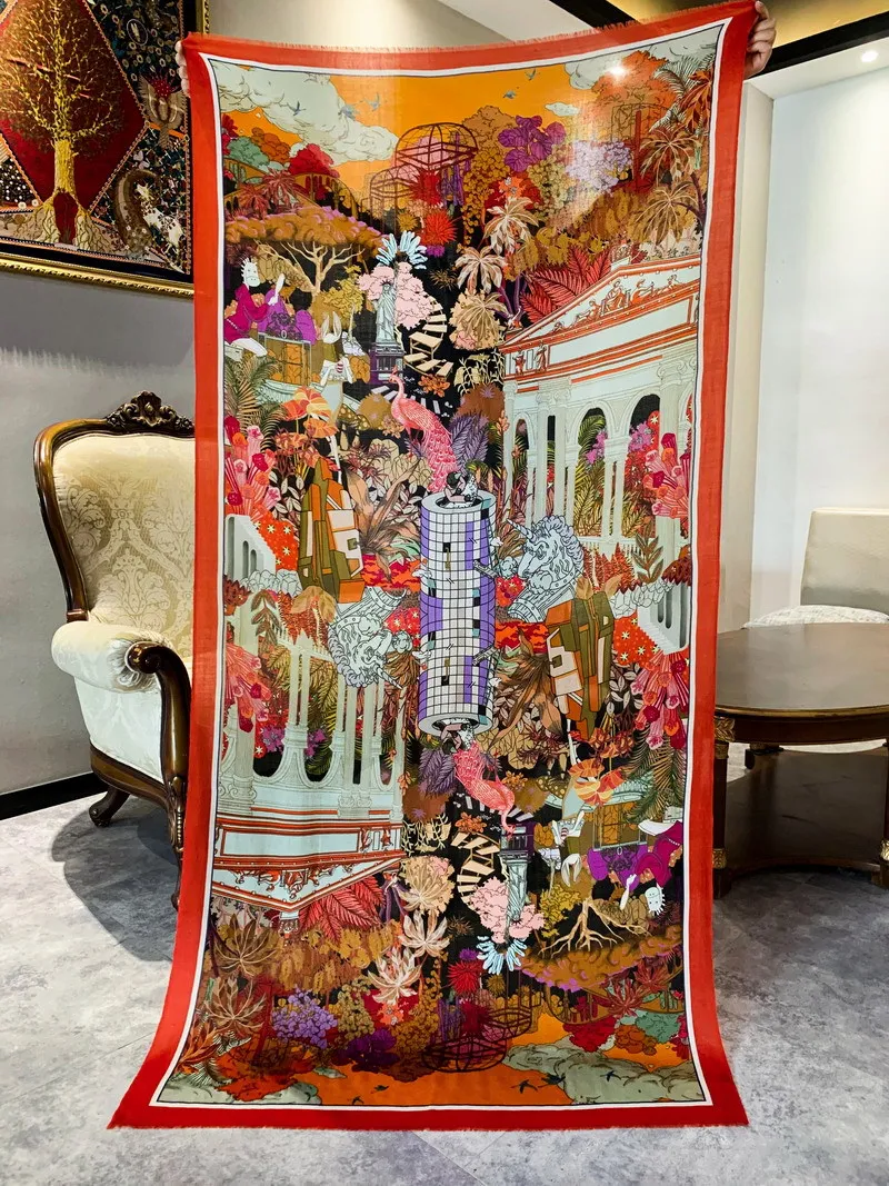Long Tassels Cashmere Red Shawls Luxury Designers Scarf Stole Women Large Pashmina Winter Clothing Hair Accessories 200 100CM view 2