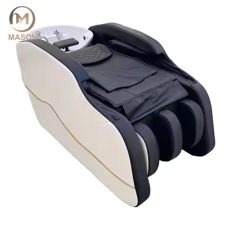 Professional Electric Full Body Hair Wash Chair 4D Massage Shampoo Ceramic Basin Modern Design Durable Leather Adjustable SPA
