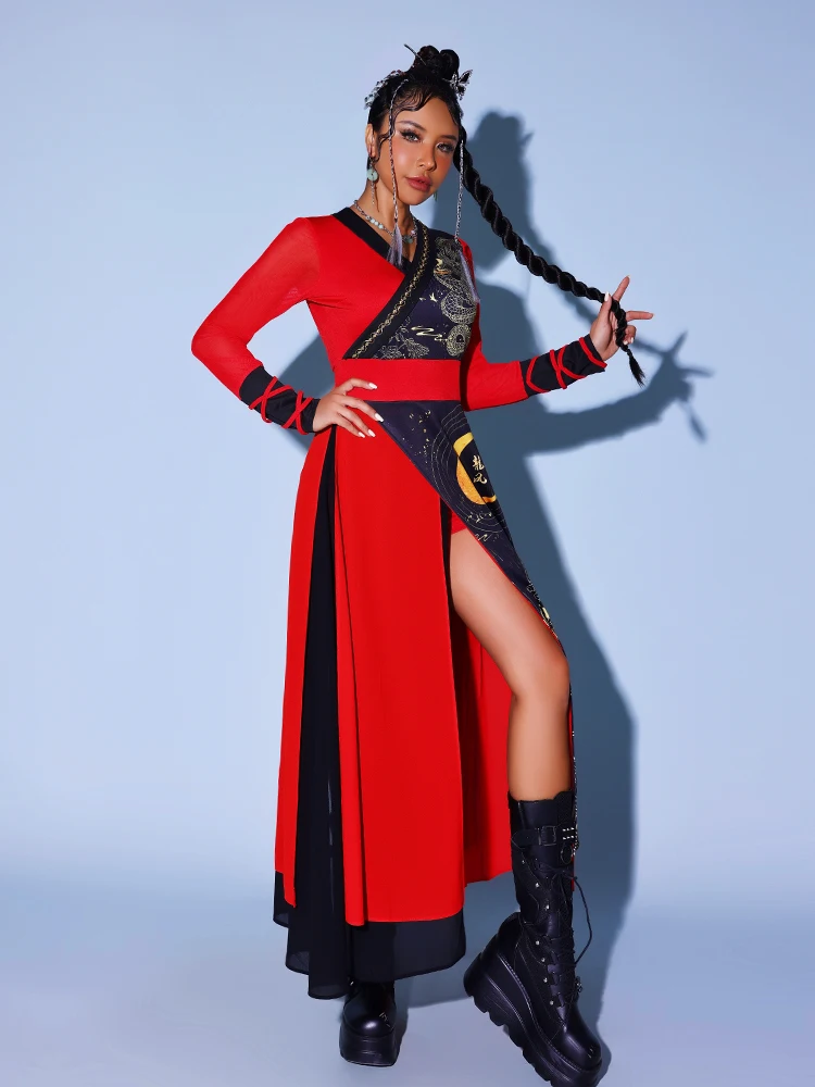 طقم زي رقص الجاز للنساء بأسلوب قديم، ملابس أداء الرقص الشوارع، زي أداء لفرق الفتيات الكورية #5