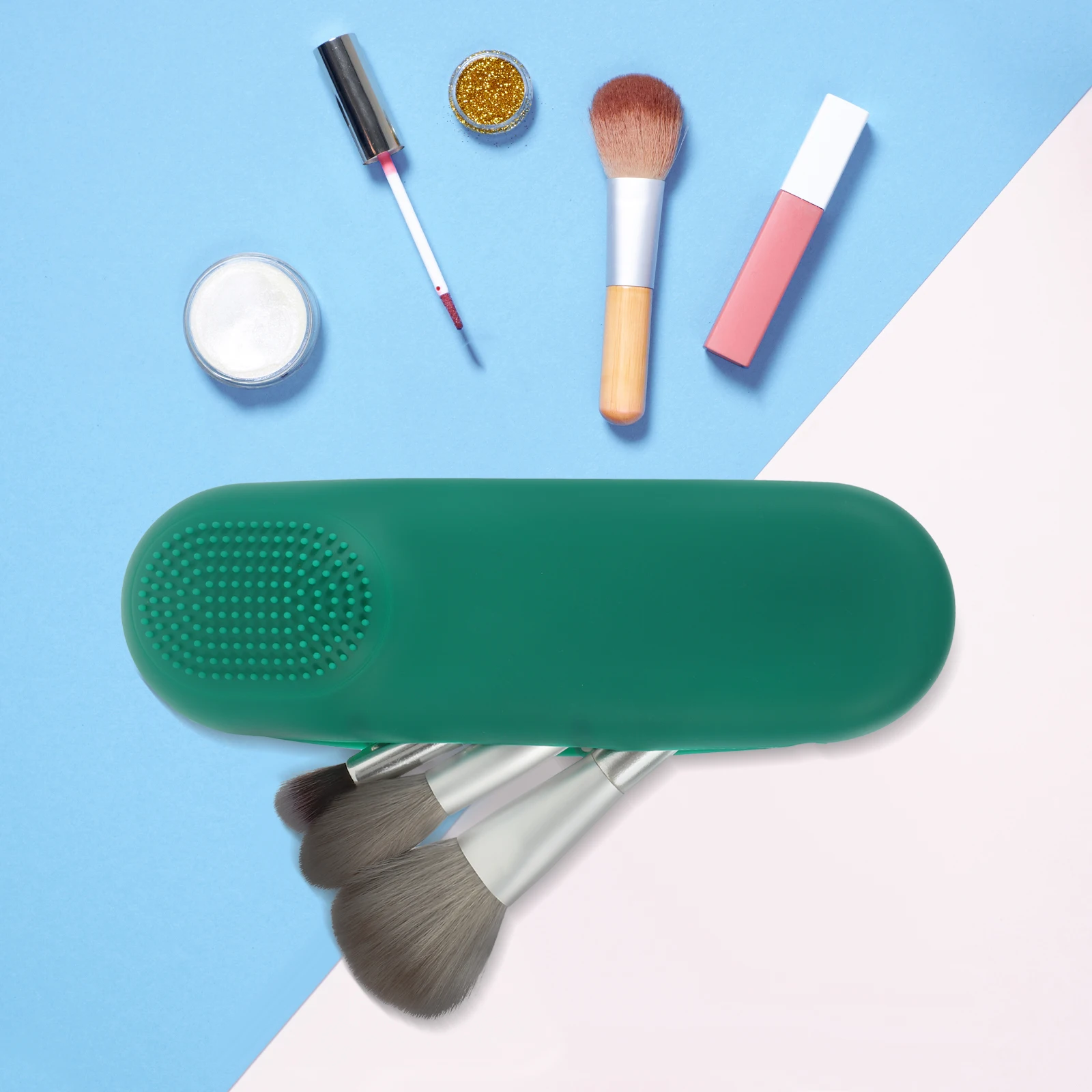 

Portable s Makeup Brush Bag Green Travel ganizer Lightweight Silicone Storage Case for Brushes Small Items