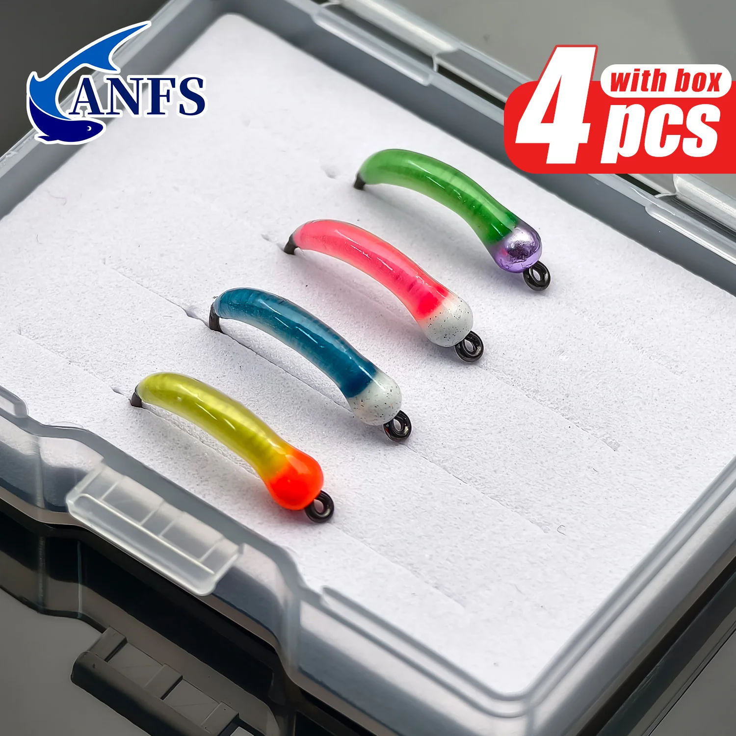 Anfs 4Pack Earth Worm Fly Nymph Bugs For Trout Perch Bluegill Fly, Hand Tied Flys