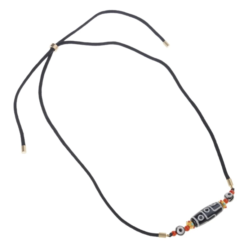 Sturdy Nine Eye Dzi Agate Necklace Cultural Artifact Neckchain Jewelry For Business Event And Casual Gatherings