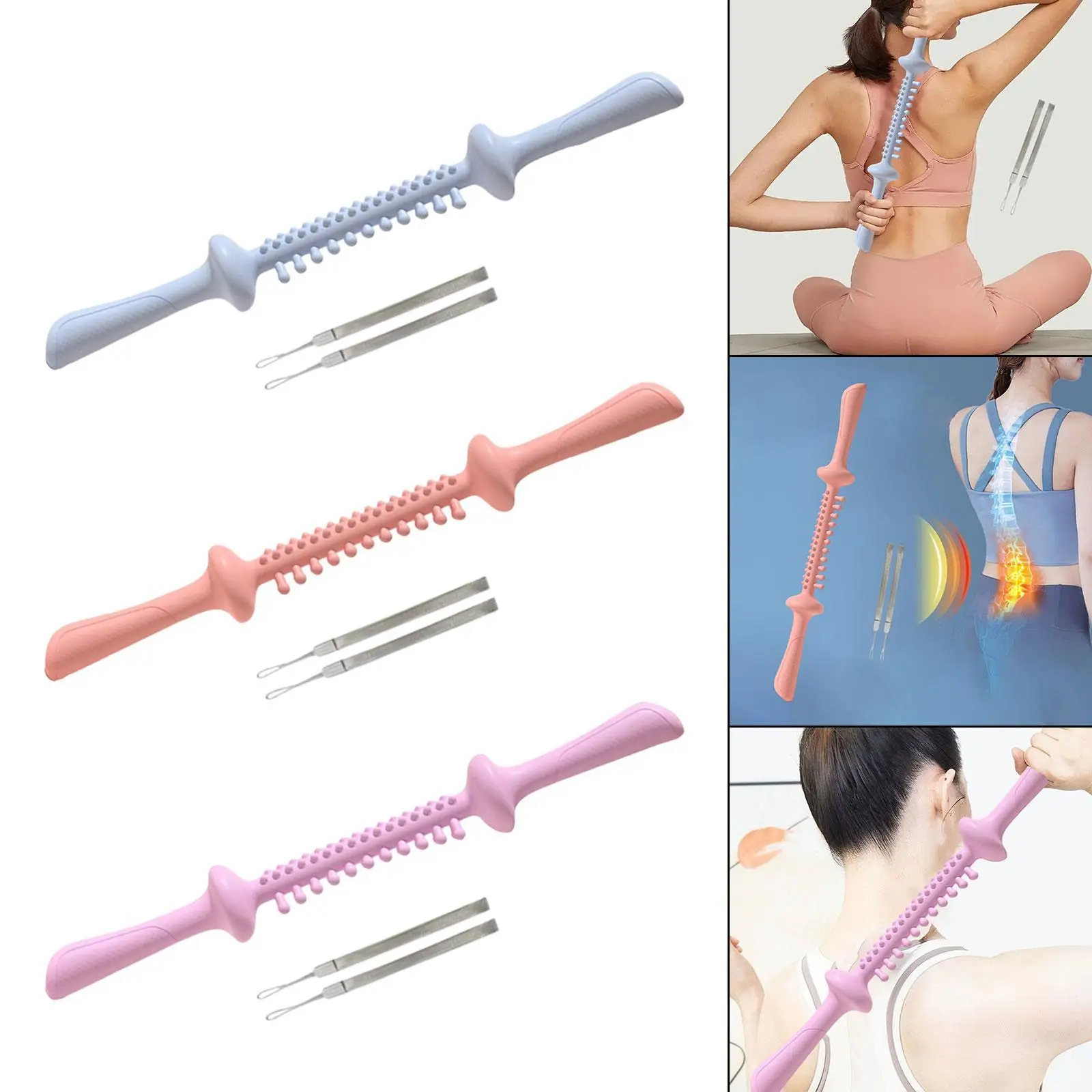 Fascia Massage Roller Scraping Soft Manual Massage Stick for Body Back Neck