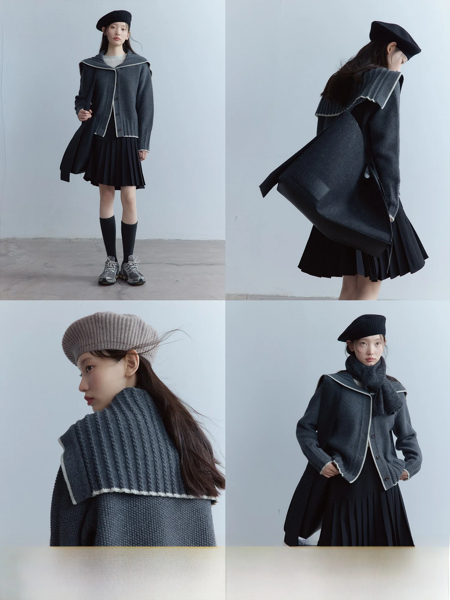 

Женский вязаный кардиган из 100% шерсти с воротником-стойкой, цветными вставками и узором «косичка» с цветами, в стиле колледж