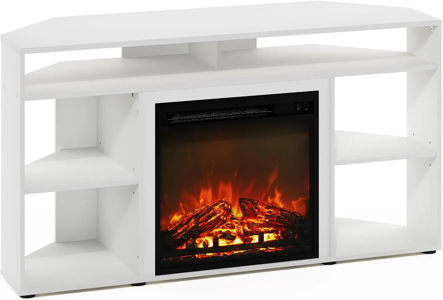 Jensen Corner Stand With Fireplace For Tv Up To 55 Inches, 55-Inch, Solid White