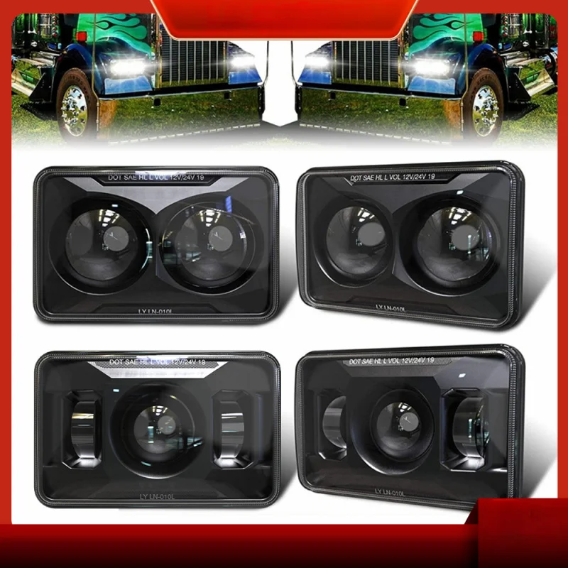 

Suitable for 5-inch square light 4X6 high and low beam 45W modified off-road vehicle LED headlights