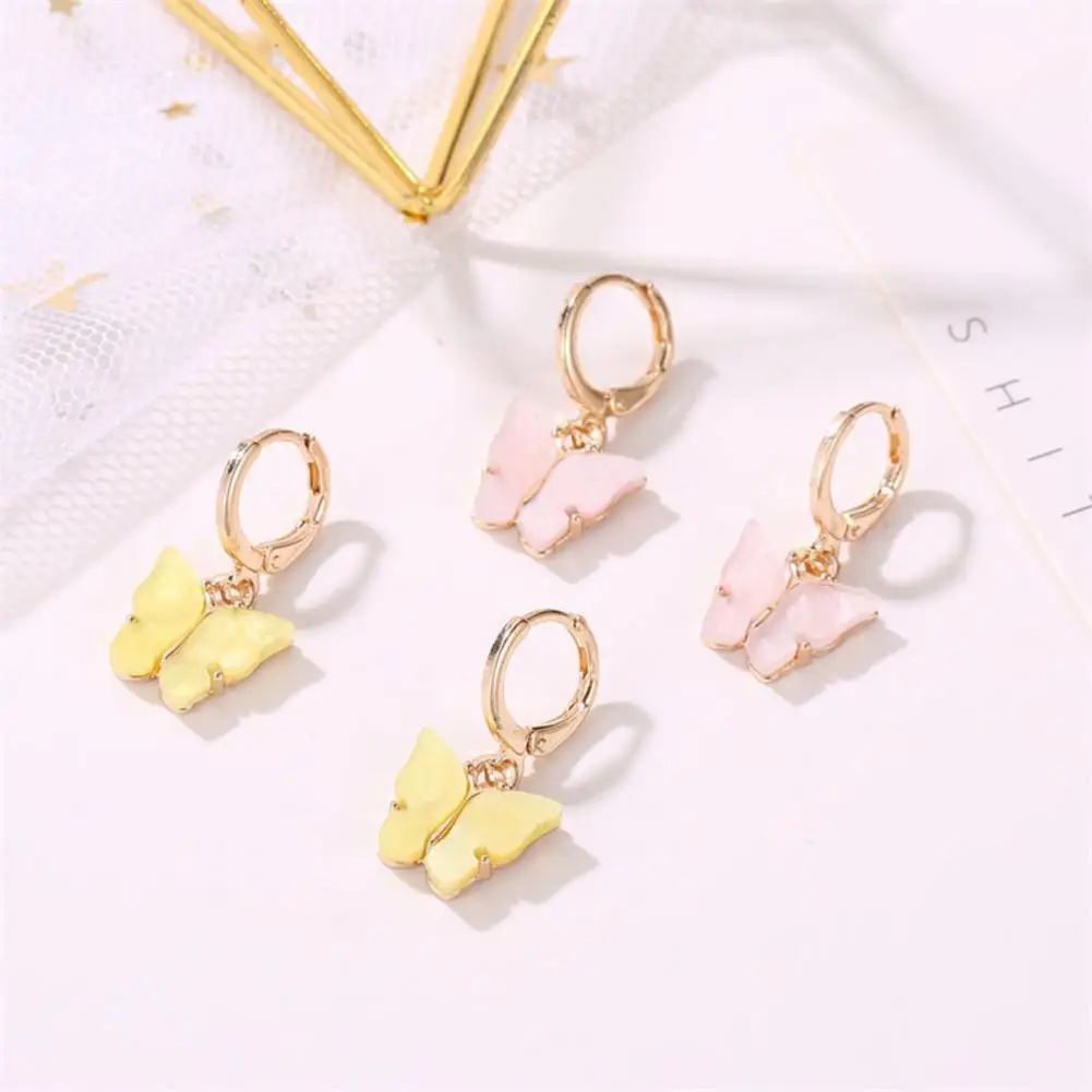 Korean Butterfly Earrings Women Dangle Earrings Elegant Animal Shape Acrylic Women Girls Sweet Earring Trendy Jewelry Gift