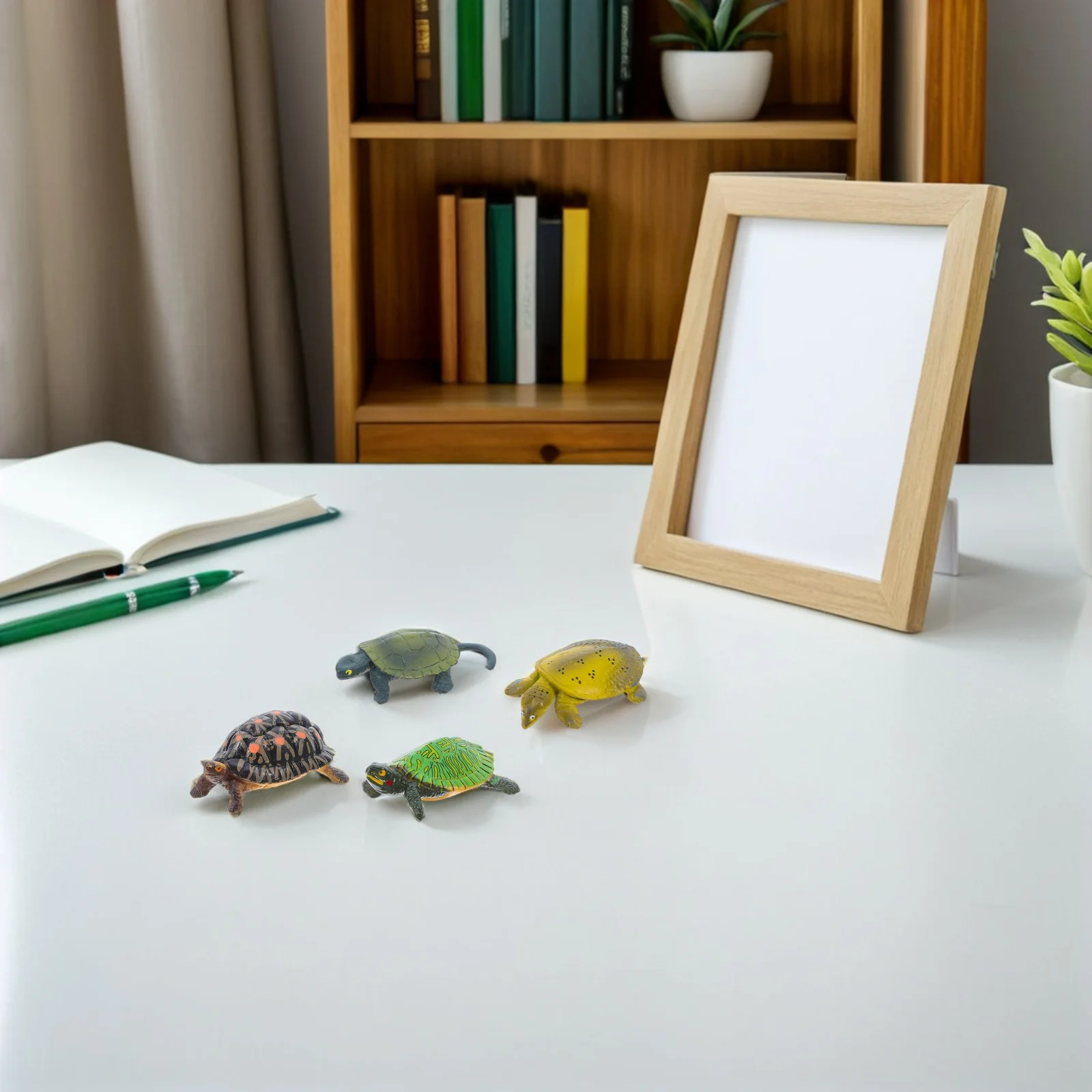 

4Pcs Mini Turtles Figures Realistic Animal Set for Children Educational Play and Party Favors Turtles Figurines