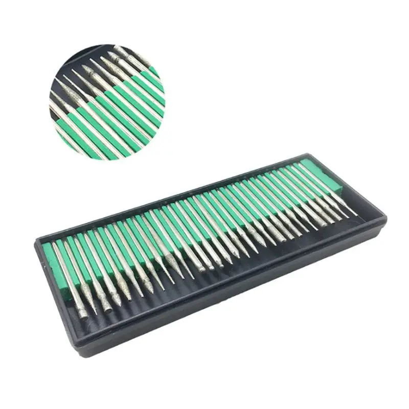 F92C Diamond Grinting Bits 2,35 мм хвостовика для полировки полировки резьба гравюры 30Set