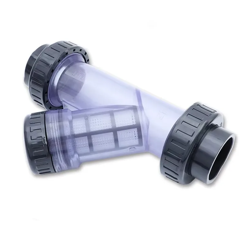 Transparent Y-Type Filter For Dosing Pump UPVC/CPVC/PC Material Y-type Water Filter For Filtration