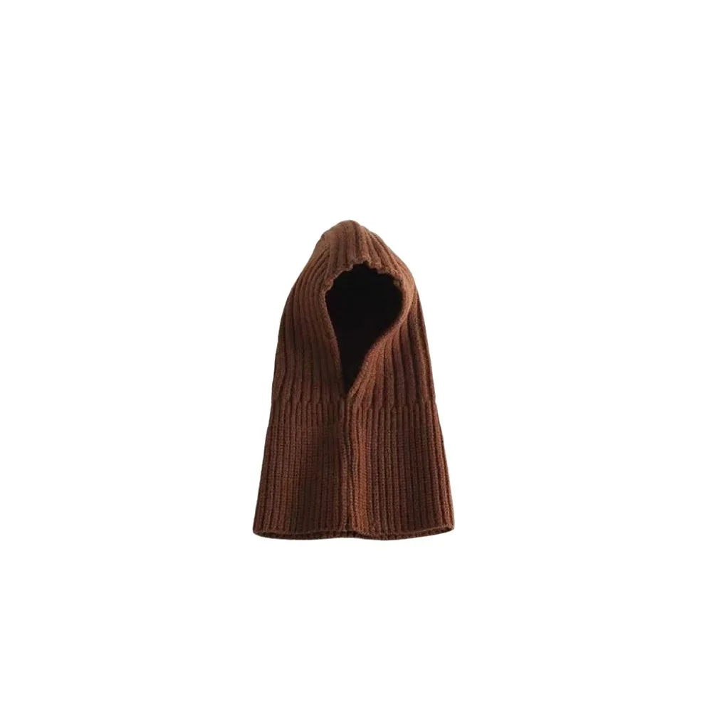 Fashion Solid Color Scarf Integrated Hat Wool Plush Children Hooded Hat Knitted Windproof Kids Balaclava Hat Infant